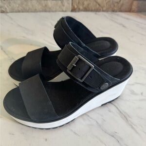 Timberland Black and White Wedge Sandals